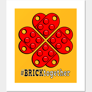 Brick Together Flower Power - Red Posters and Art